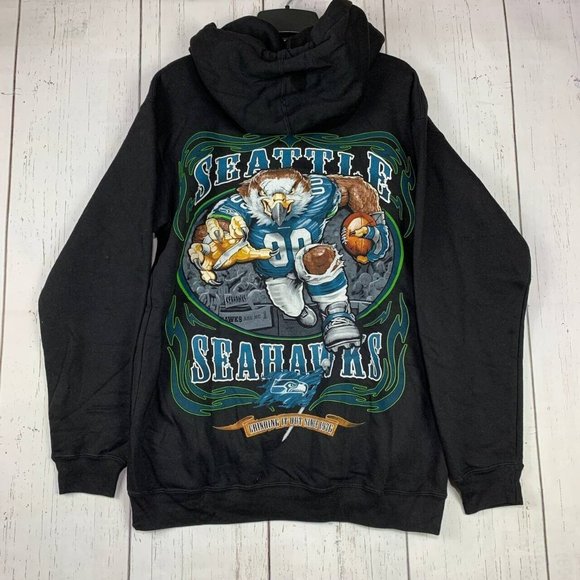 Seattle Seahawks Small‎ NFL Pullover Hoodie Sweatshirt Black New Mens - Picture 1 of 10
